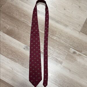 Vintage Christian Dior Monsieur Silk Tie Burgundy Geometric Pattern
